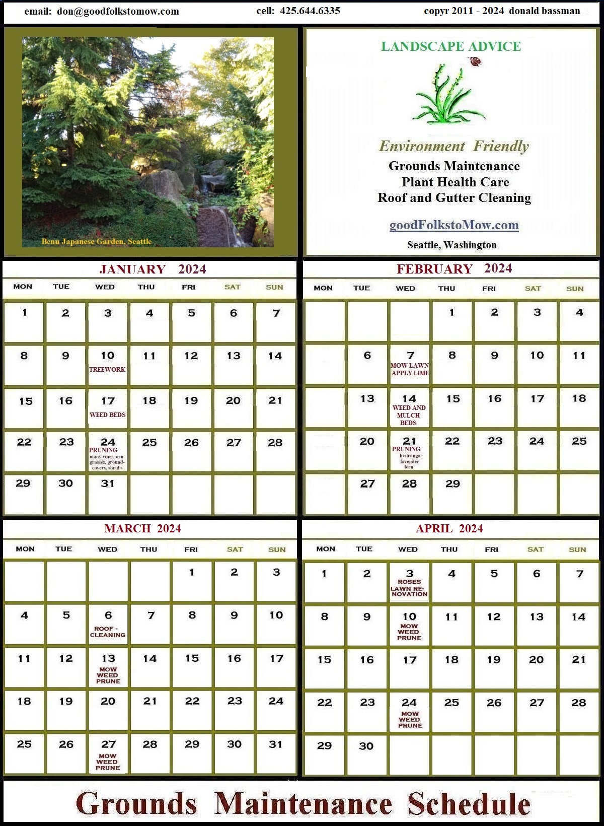 grounds maintenance calendar