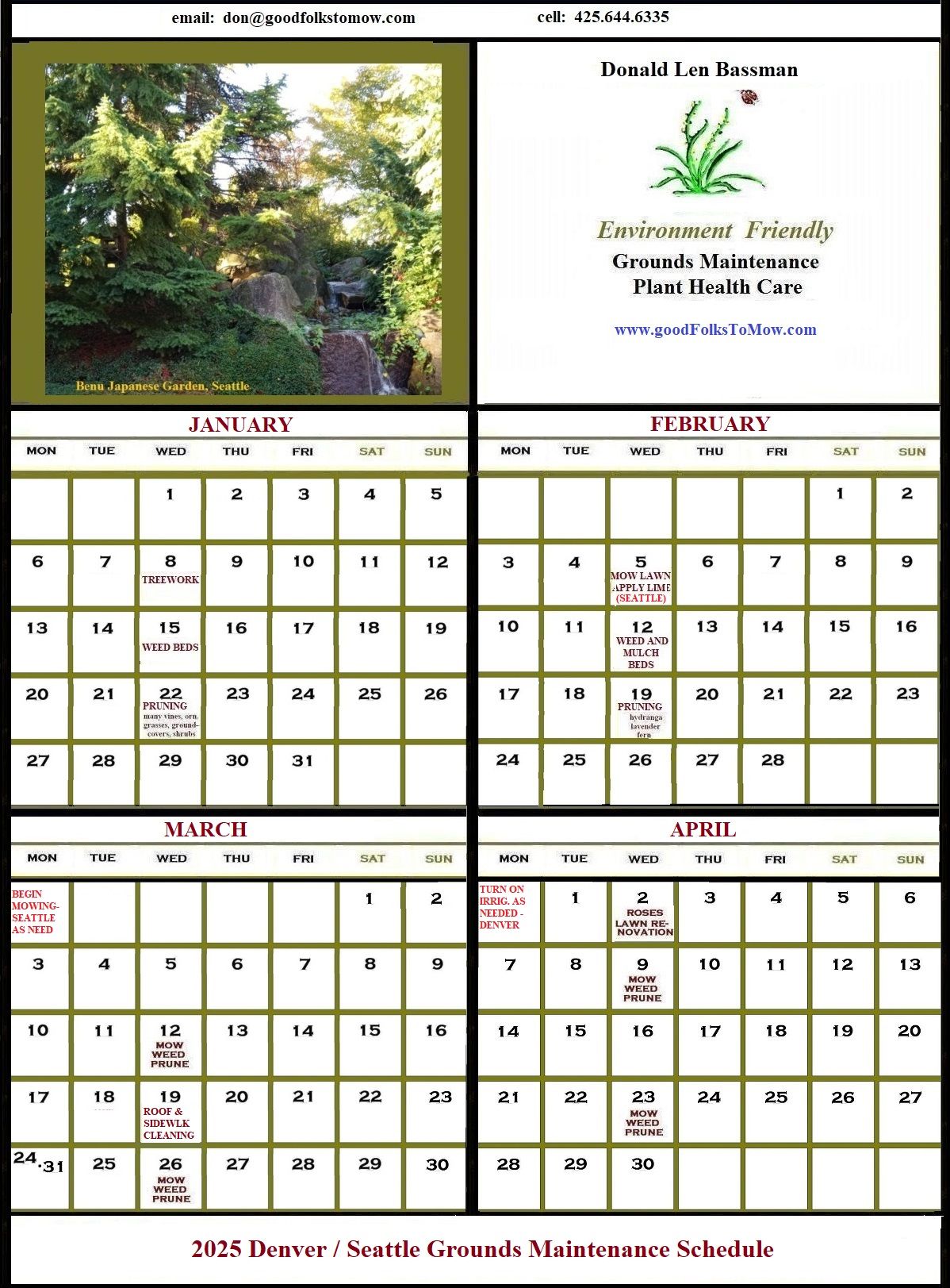 grounds maintenance calendar